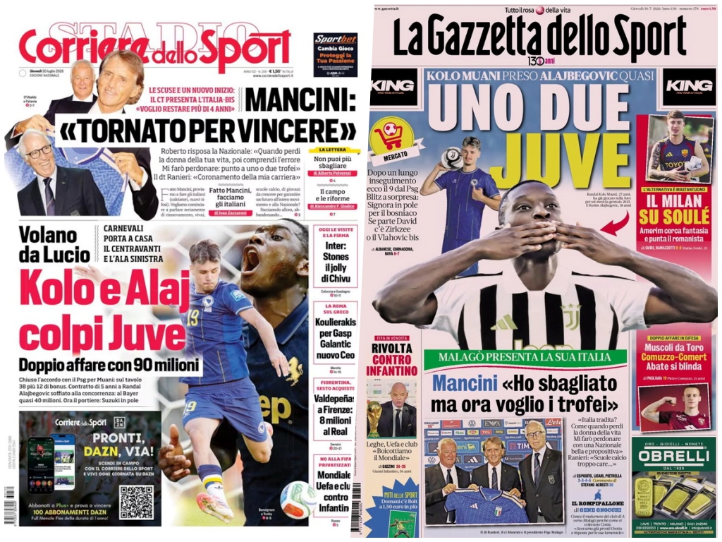 Alajbegović na naslovnicama Gazzette i Corriere dello Sporta