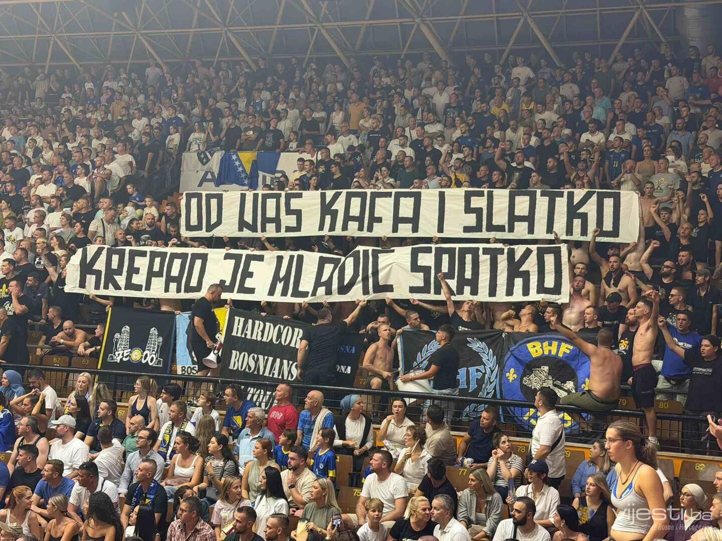 BiH protiv Italije u Mejdanu, BH Fanaticosi imali poruku za Mladića