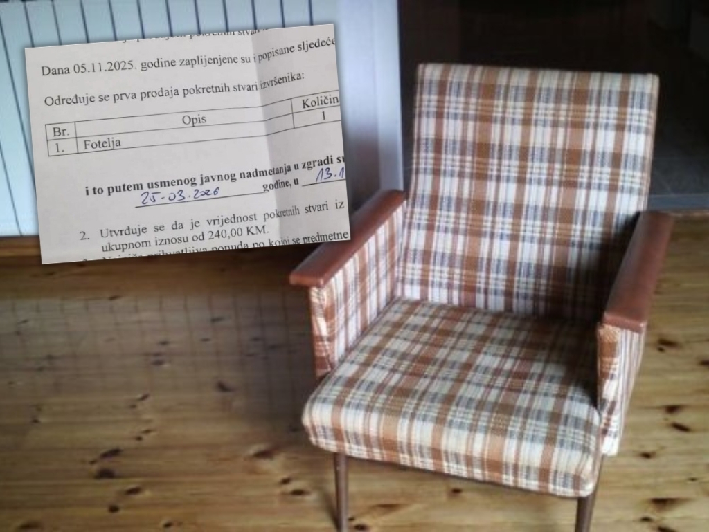 Bizaran slučaj u BiH: Općinski sud prodaje fotelju zbog duga za RTV taksu