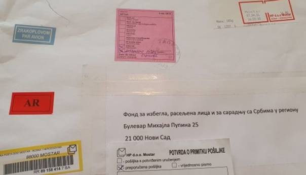 Hrvatska pošta Mostar vratila pismo jer je napisano ćirilicom!