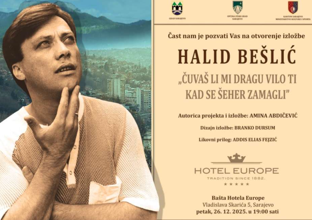 Izložba posvećena Halidu Bešliću večeras u bašti Hotela Europe