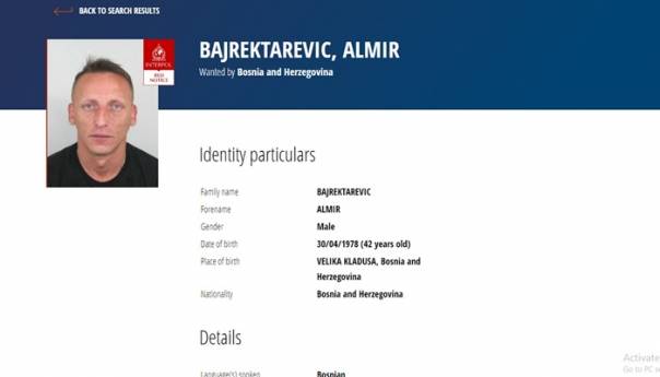 Kladušanin Almir Bajrektarević na crvenoj Interpolovoj potjernici