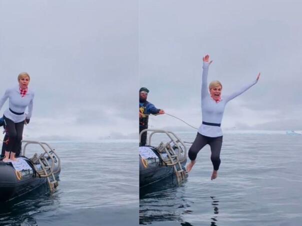 Kolinda Grabar-Kitarović skočila u ledeno more na Antarktiku