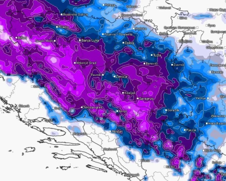 Meteorolozi upozoravaju: U ovim dijelovima BiH past će pola metra snijega