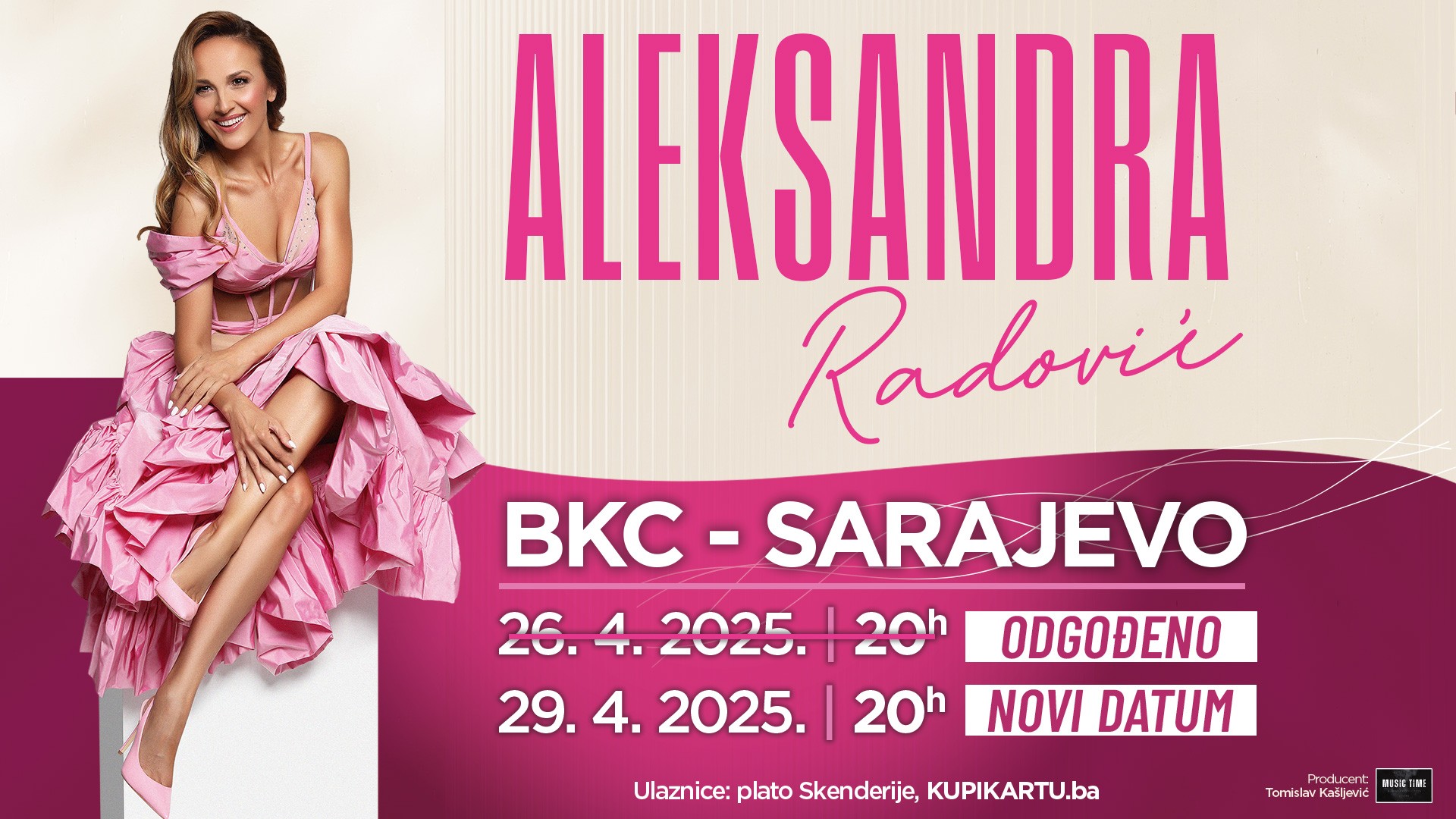Odgađa se koncert Aleksandre Radović u Sarajevu, poznat novi termin