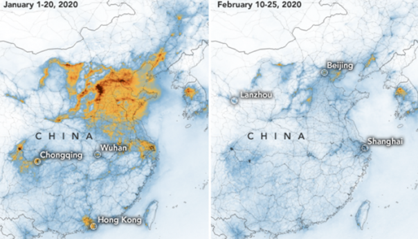 Pad zagađenja zraka u Kini vidi se iz svemira