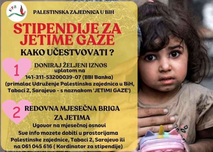 Palestinska zajednica u BiH uputila apel za pomoć djeci bez roditelja u Gazi