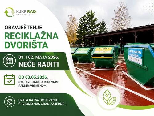 Pauza za praznike: Reciklažna dvorišta u Sarajevu ne rade 1. i 2. maja