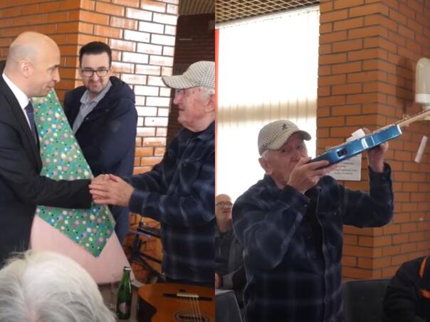 Pivić obradovao muzičara iz Doma penzionera novom gitarom i pojačalom