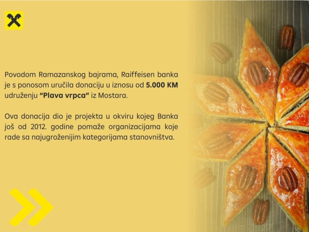 Podrška Raiffeisen banke udruženju "Plava vrpca" iz Mostara