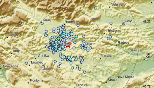 Potres jačine 2,9 Rihtera u blizini Ljubljane