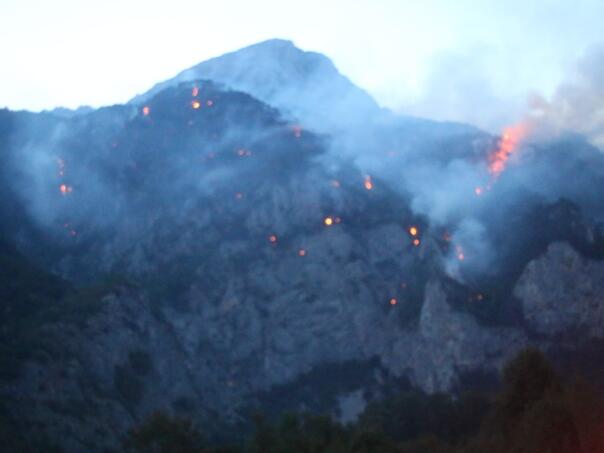 Požar na Tjentištu prijeti da ugrozi put Foča-Gacko