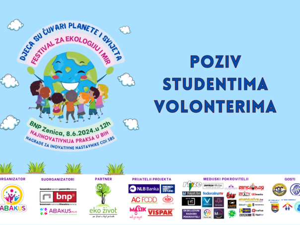 Poziv studentima volonterima na Festival 'Djeca su čuvari planete i svijeta'
