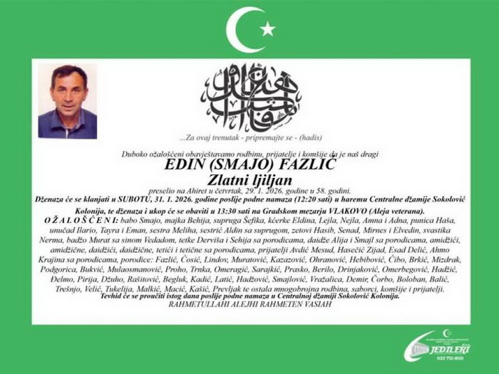 Preminuo Edin Fazlić, nosilac "Zlatnog ljiljana"
