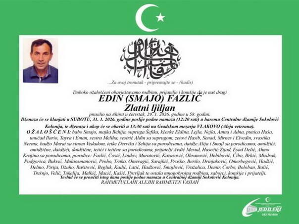 Preminuo Edin Fazlić, nosilac "Zlatnog ljiljana"