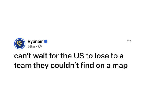 Ryanair jedva čeka da SAD izgubi od tima kojeg ne mogu pronaći na mapi