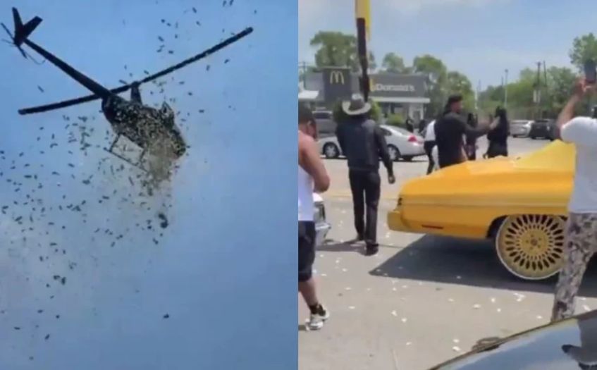 SAD: Iz helikoptera bačena hrpa novca na ulicu, ljudi u nevjerici