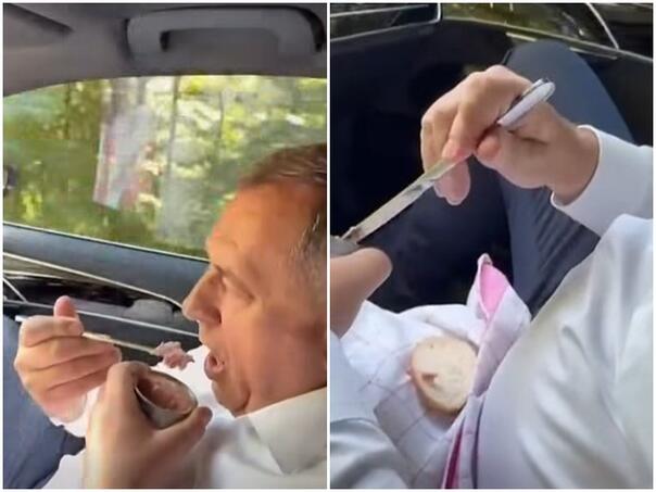 "Skromni" Dodik doručkuje narezak u autu: Pažnju privlači jedan detalj