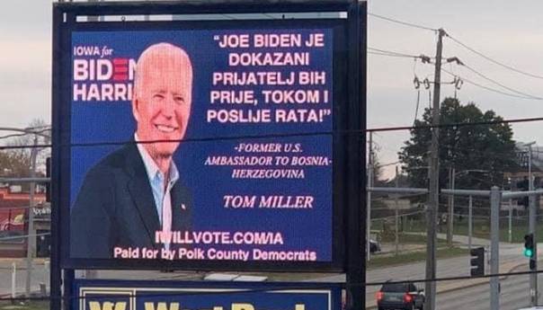 U Americi Bidenovi plakati sa porukom na bosanskom jeziku