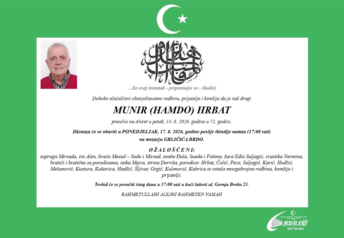U Sarajevu na Ahiret preselio Munir (Hamdo) Hrbat