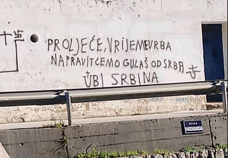 Ustaški grafiti s pozivom na ubistvo Srba u Mokošici i Dubrovniku
