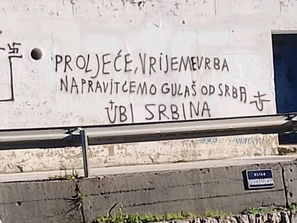 Ustaški grafiti s pozivom na ubistvo Srba u Mokošici i Dubrovniku