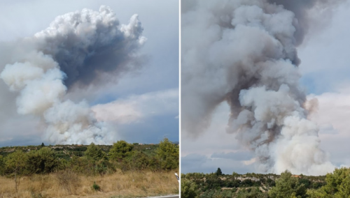Veliki požar buknuo kod Dalmacije, na terenu 32 vatrogasca, gase ga i kanaderi