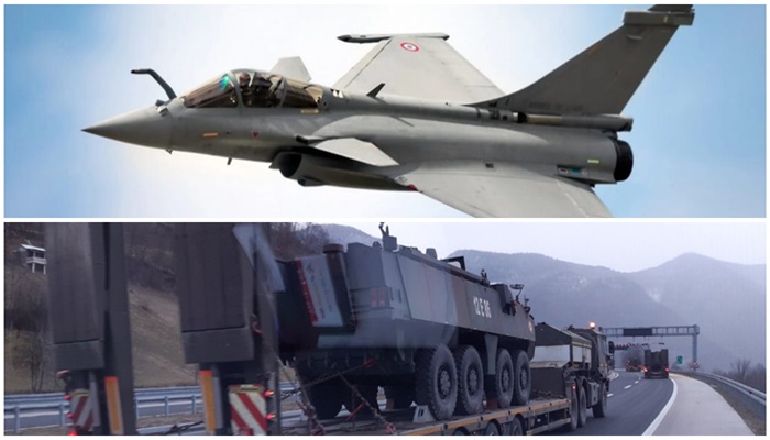 Vojna vozila EUFOR-a na tlu BiH, na bh. nebu francuski avioni