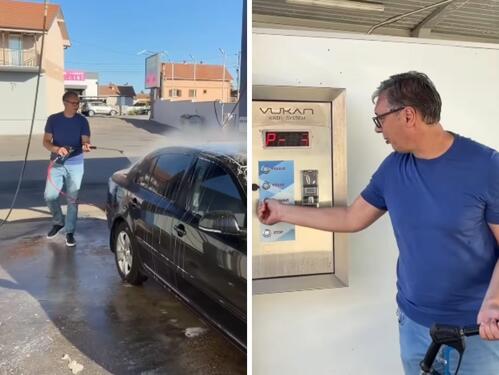Vučić se namučio u autopraonici: "Ni auto ne zna oprati, a vodi državu..."