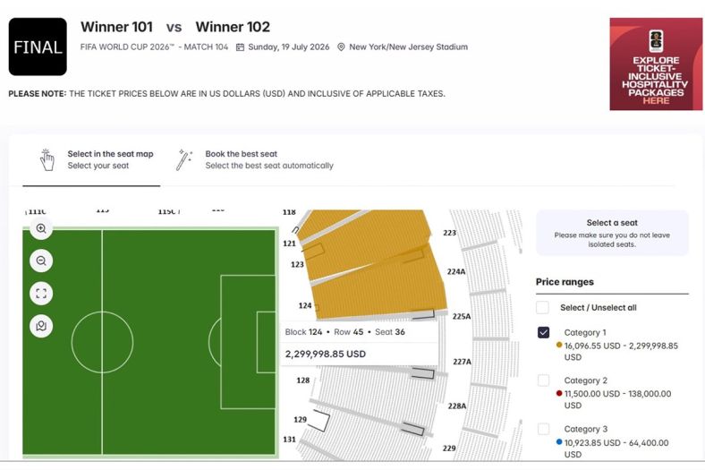 Želite na finale Mundijala? Izdvojite dva miliona dolara i ulaznice su vaše