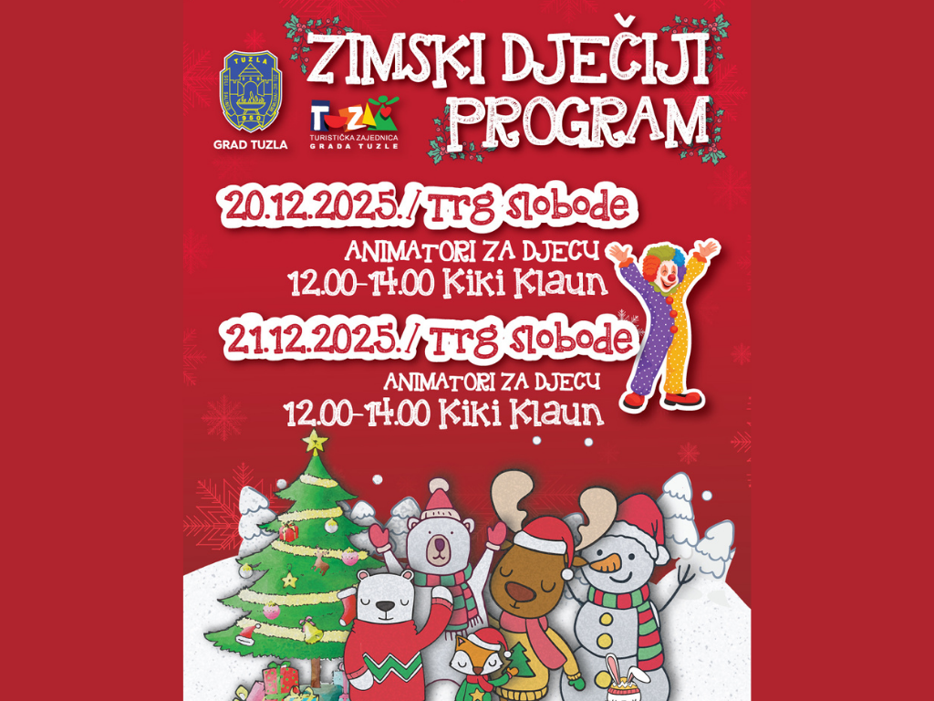 Zimski dječiji program u Tuzli: Vikend zabava uz Kiki Klauna